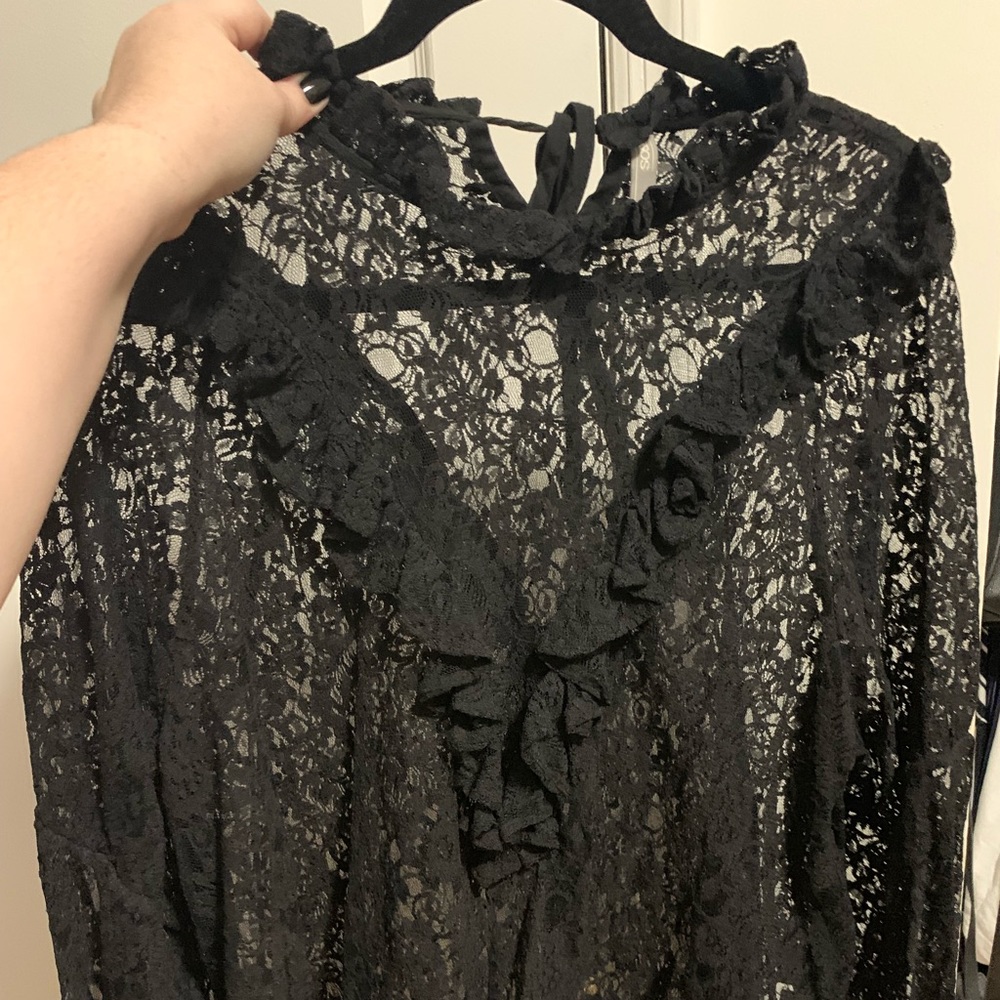 Black lace, vintage-style ASOS top w/ ruffles